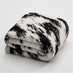 Fuzzy Knit Throw Blanket - Black & White Abstract Pattern