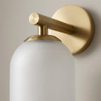 Vertical Glass Wall Sconce with Brass Mount