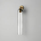 Vertical Glass Wall Sconce with Brass Mount