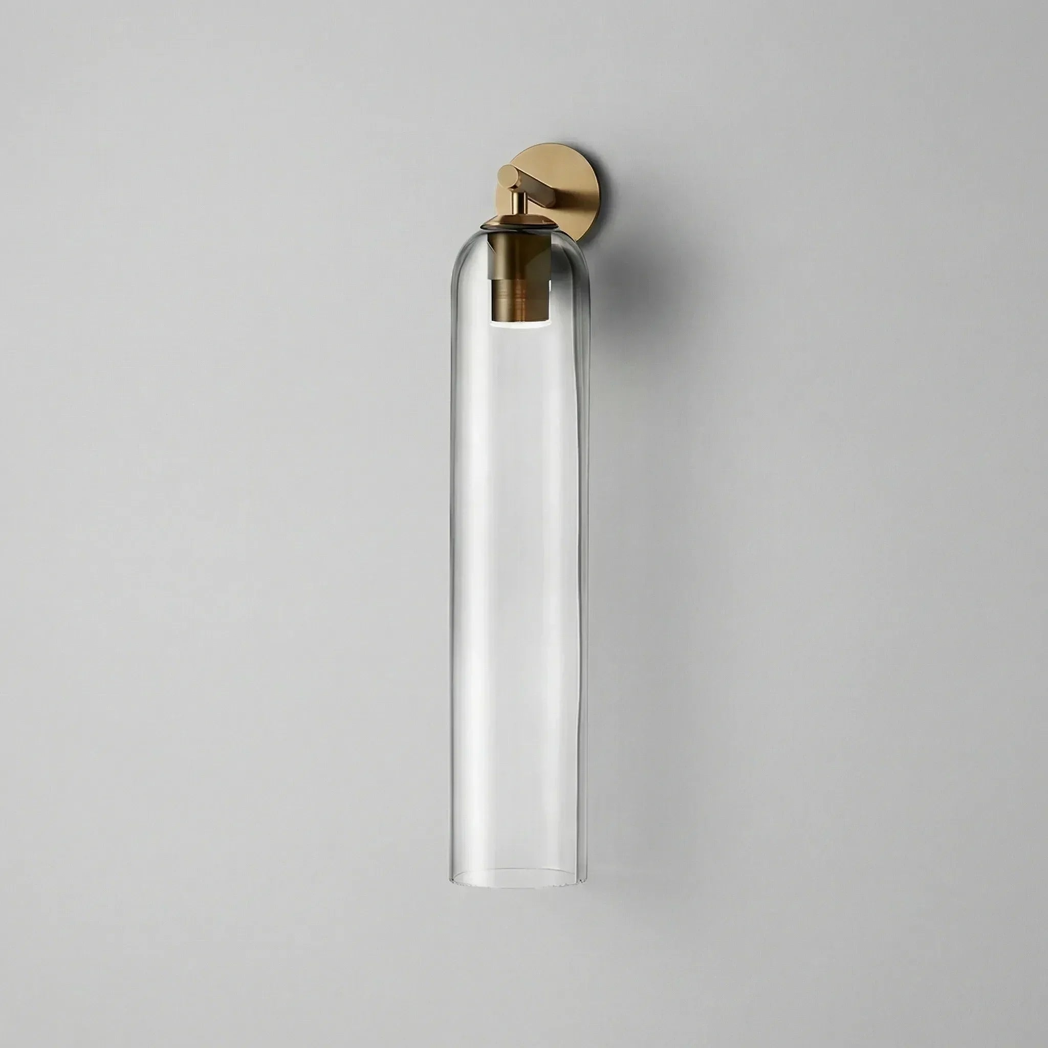 Vertical Glass Wall Sconce with Brass Mount