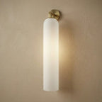 Vertical Glass Wall Sconce with Brass Mount