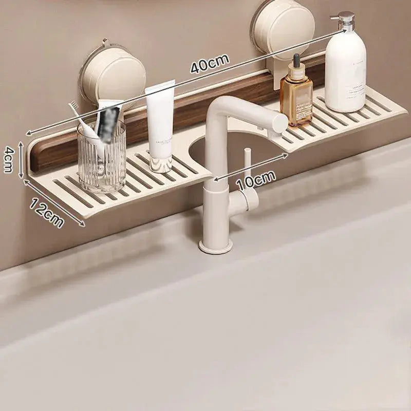 Sink Shelf Made of Walnut Wood – Organization Without Drilling White
