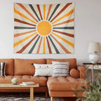 Boho Sun Wall Tapestry with Warm Earth Tones