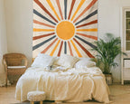 Boho Sun Wall Tapestry with Warm Earth Tones