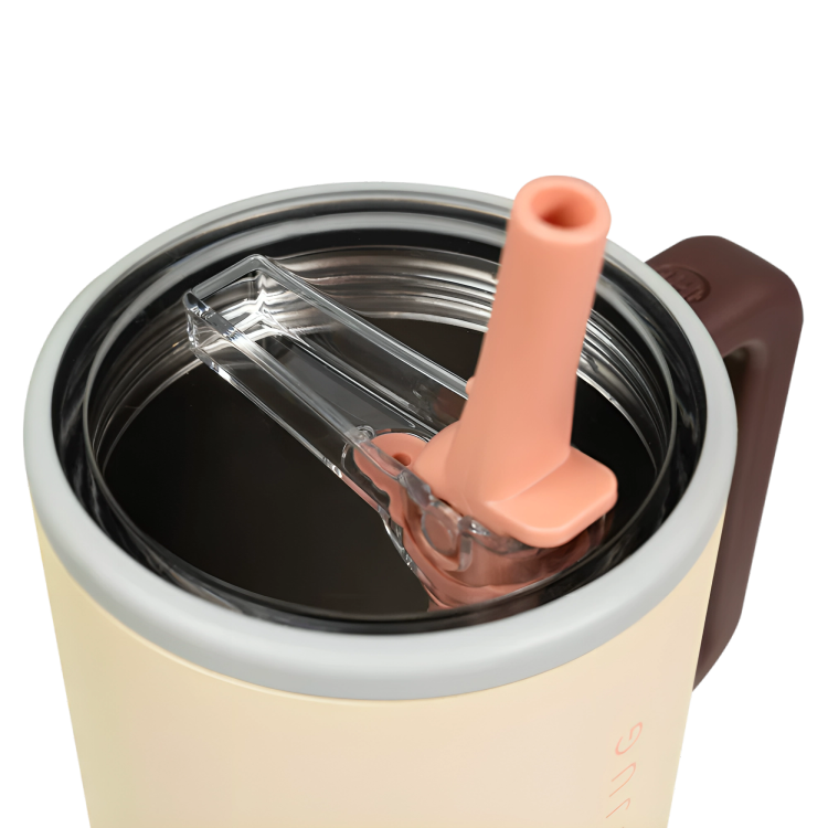 Insulated Travel Mug with Handle and Flip Straw - 40 oz