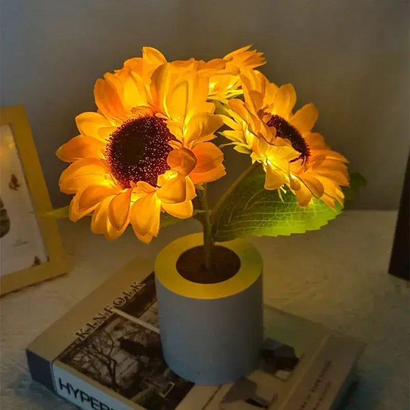 LED Sunflower Night Light with Rechargeable Battery