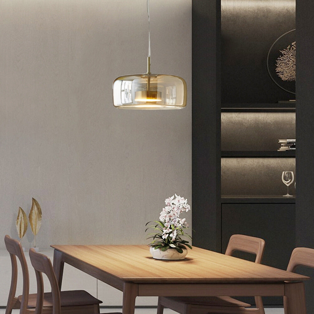 Glass Pendant Light with Warm LED Clear Dimmable
