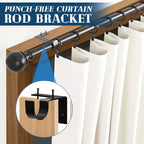 No-Drill Curtain Rod Brackets for Heavy Drapes Black - Single hook
