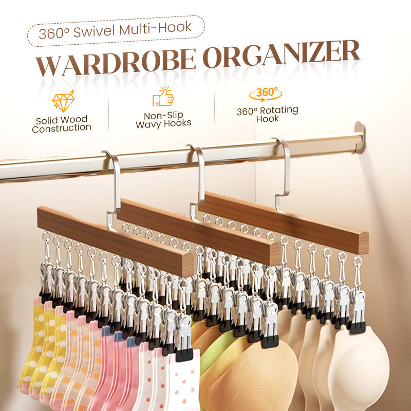 Rotating Multi-Hook Closet Organizer with 360° Swivel