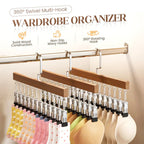 Wooden Hanger with Stainless Steel Clips – Hang More, Take Up Less Space - Set of 2