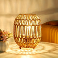 Handwoven Rattan Table Lamp with USB Power