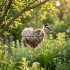 Heart-Shaped Holder for Bird Nesting Material with Hanging Chain