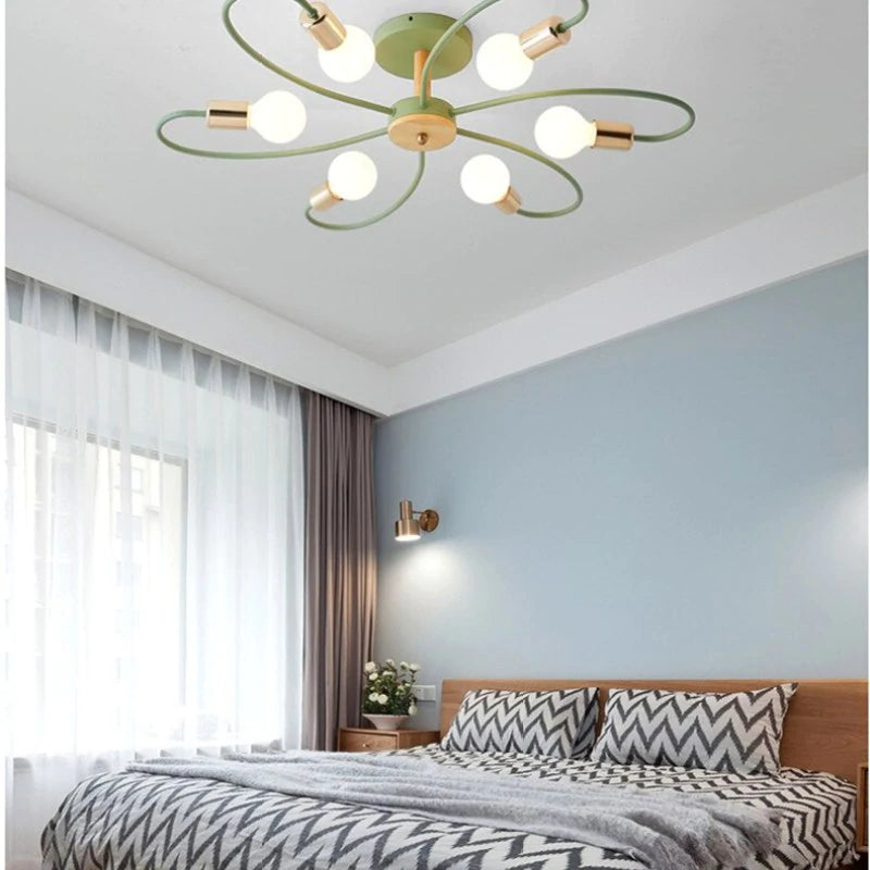 Modern Metal Ceiling Light with Curved Arms
