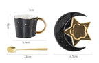 Ceramic Coffee Cup & Saucer with Star Moon Design