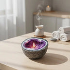 Crystal-Inspired Candle Bowl with Natural Agate Design Violet (Inner Harmony)