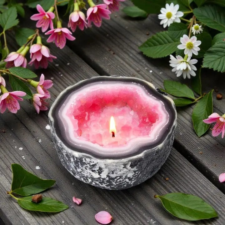 Crystal-Inspired Candle Bowl with Natural Agate Design