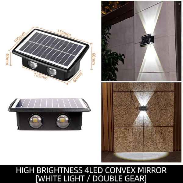Solar Wall Light with Motion Sensor – Automatic Outdoor Lighting Cool light 4 LED