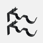 No-Drill Curtain Rod Brackets for Heavy Drapes Black - Double hook