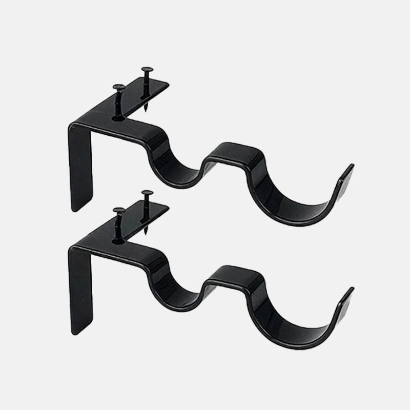 No-Drill Curtain Rod Brackets for Heavy Drapes Black - Double hook