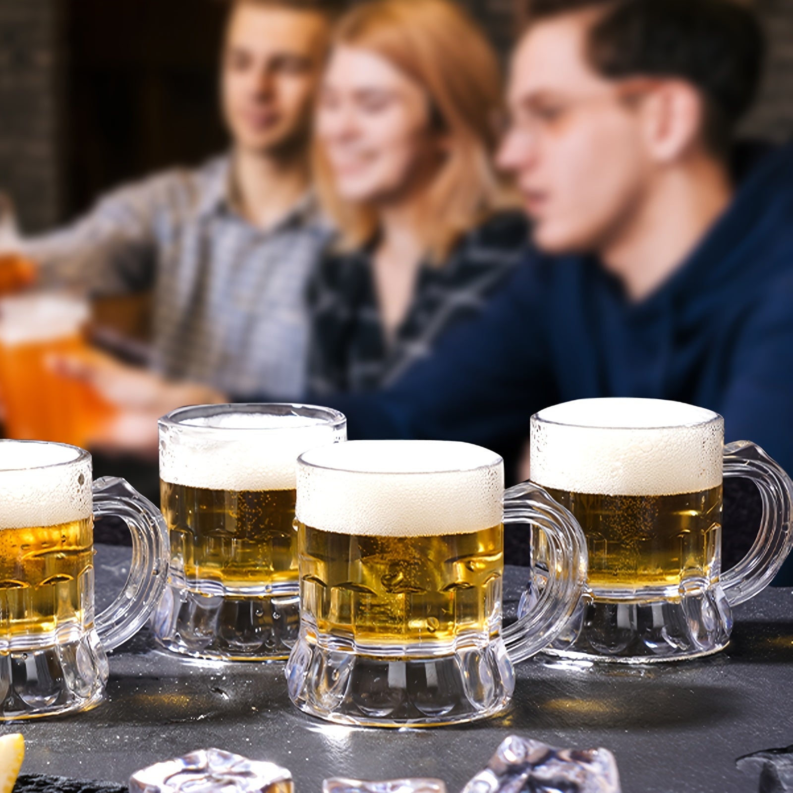 Mini Beer Mugs – Clear Plastic Shot Glasses with Handles