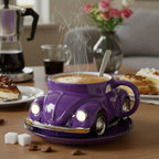 Vintage Car Ceramic Mug – 3D Auto Design Coffee Cup Purple