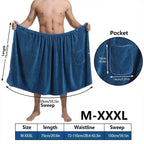 Men's Bath Towel Wrap with Adjustable Fit