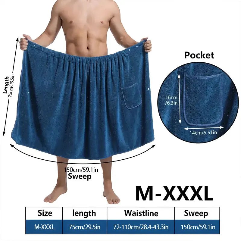 Men's Bath Towel Wrap with Adjustable Fit