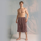 Men's Bath Towel Wrap with Adjustable Fit Light Brown