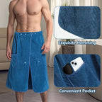 Men's Bath Towel Wrap with Adjustable Fit