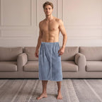 Men's Bath Towel Wrap with Adjustable Fit Gray