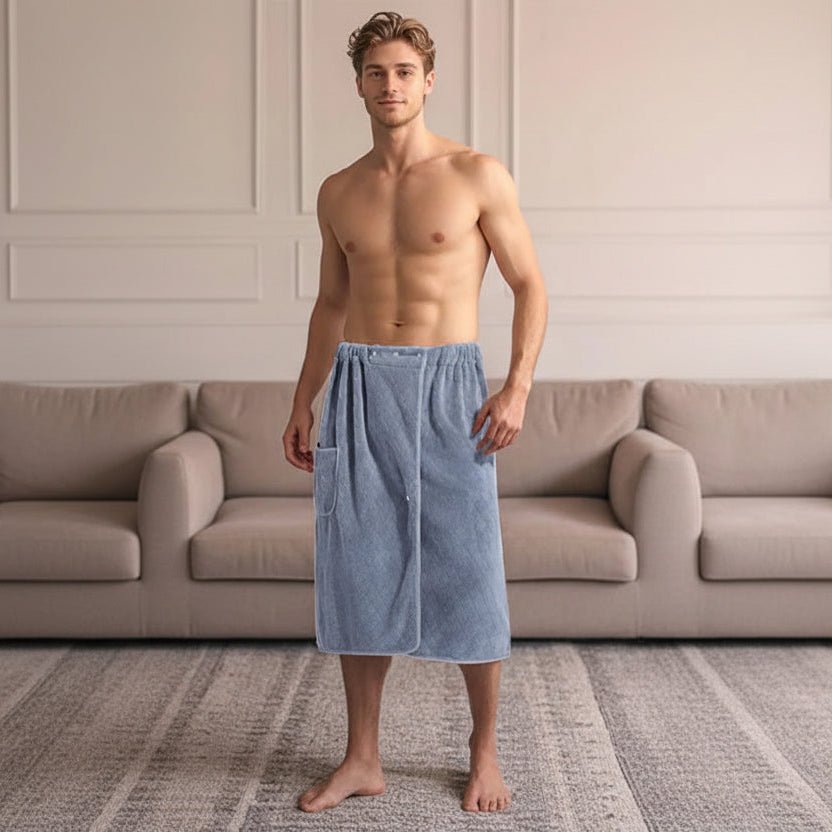 Men's Bath Towel Wrap with Adjustable Fit Gray