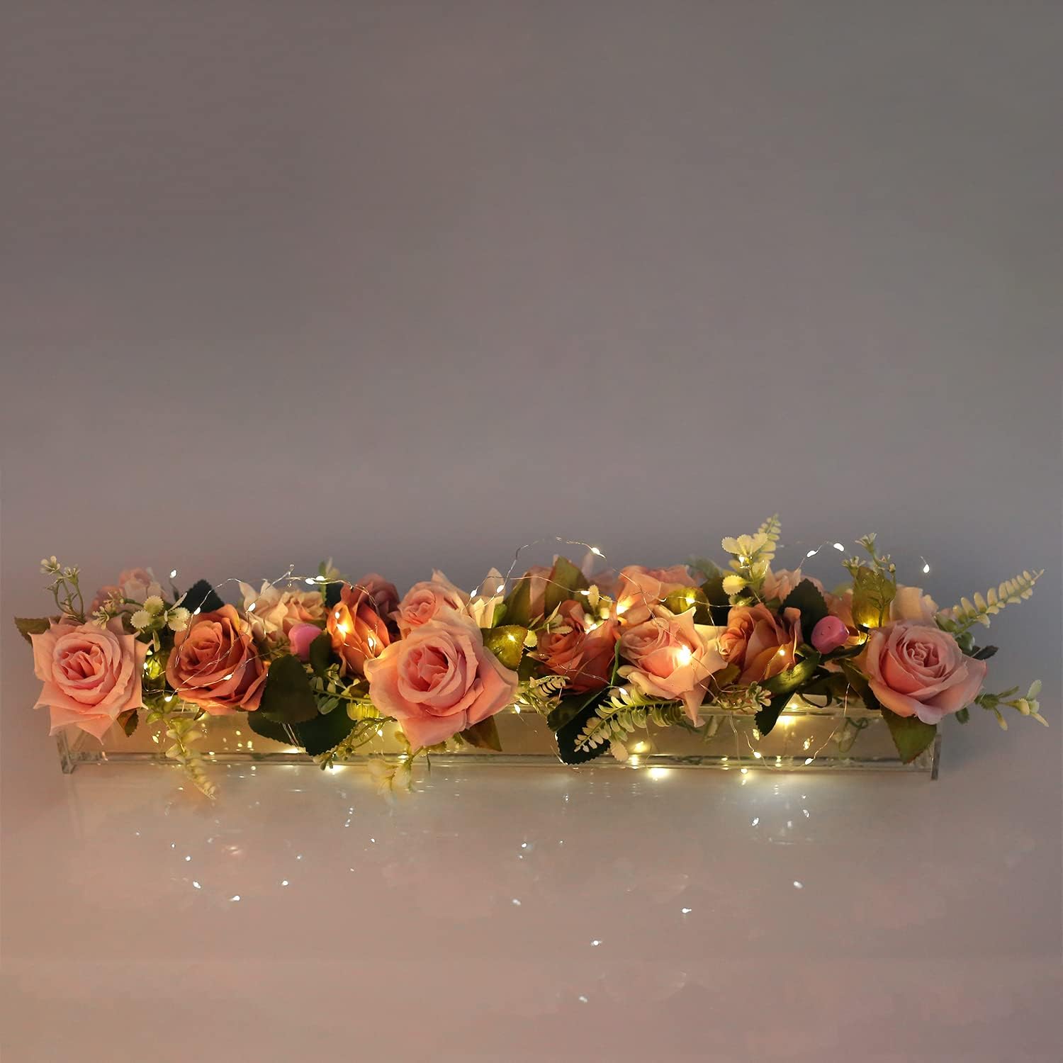 Clear Acrylic Flower Vase with Individual Stem Holes With Lights