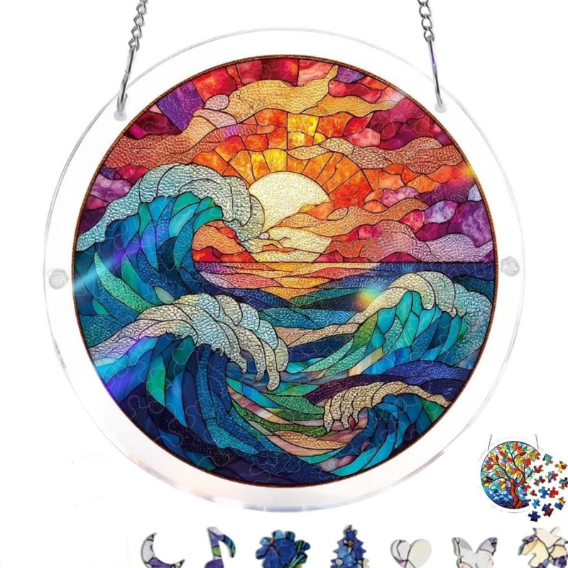 Acrylic Window Catcher with Stained Glass Design