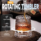 Crystal Whiskey Glass with 360° Rotating Base