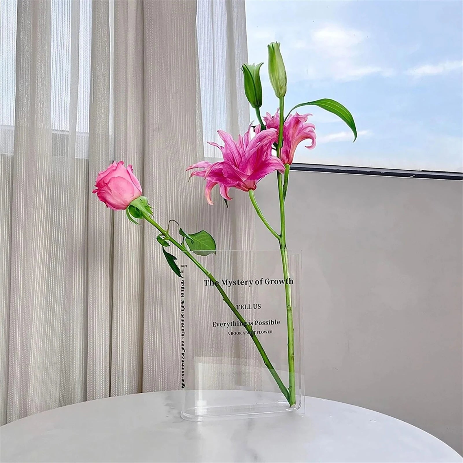 Clear Acrylic Book Vase – Transparent Flower Display