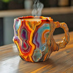 Gemstone-Inspired Coffee Mugs with Natural Crystal Patterns Volcanic Red