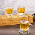 Mini Beer Mugs – Clear Plastic Shot Glasses with Handles