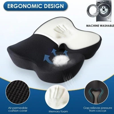 Memory Foam Seat Cushion with Anti-Slip Base