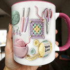 Ceramic Mug with Knitting Design