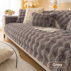 Plush Fleece Sofa Cover with Non-Slip Backing Gray