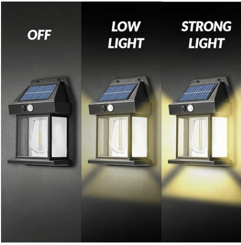 Solar Motion Sensor Wall Light with Edison Bulb Style