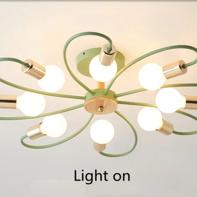 Modern Metal Ceiling Light with Curved Arms