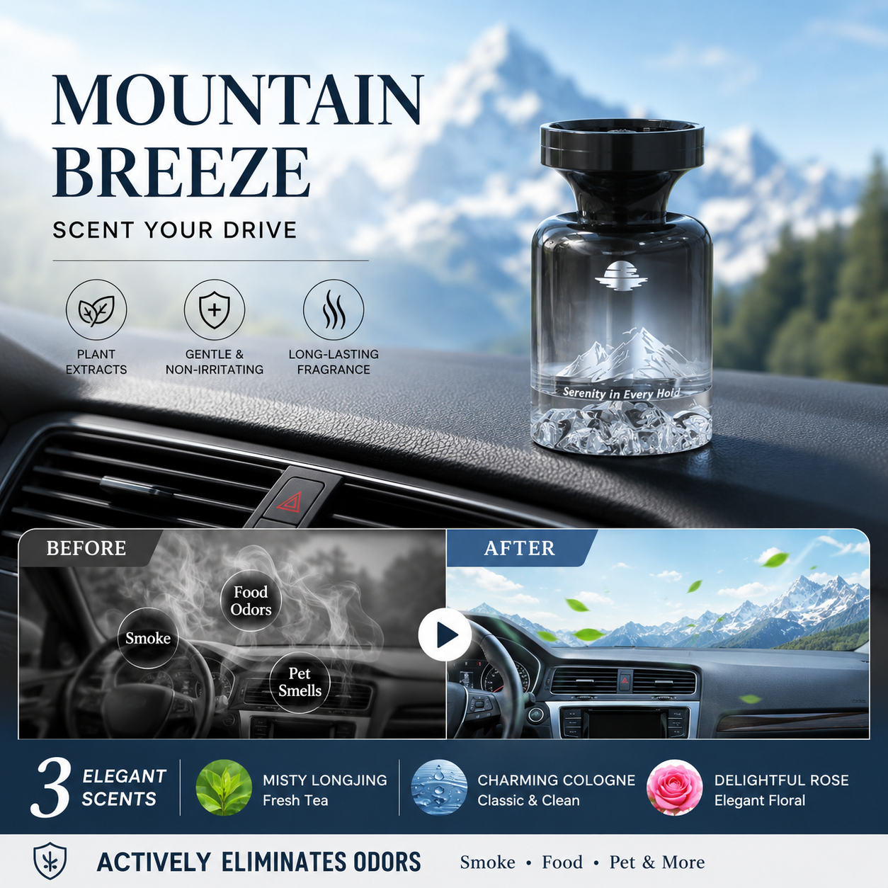Car Air Freshener with Mountain Design - 110ml Long-Lasting