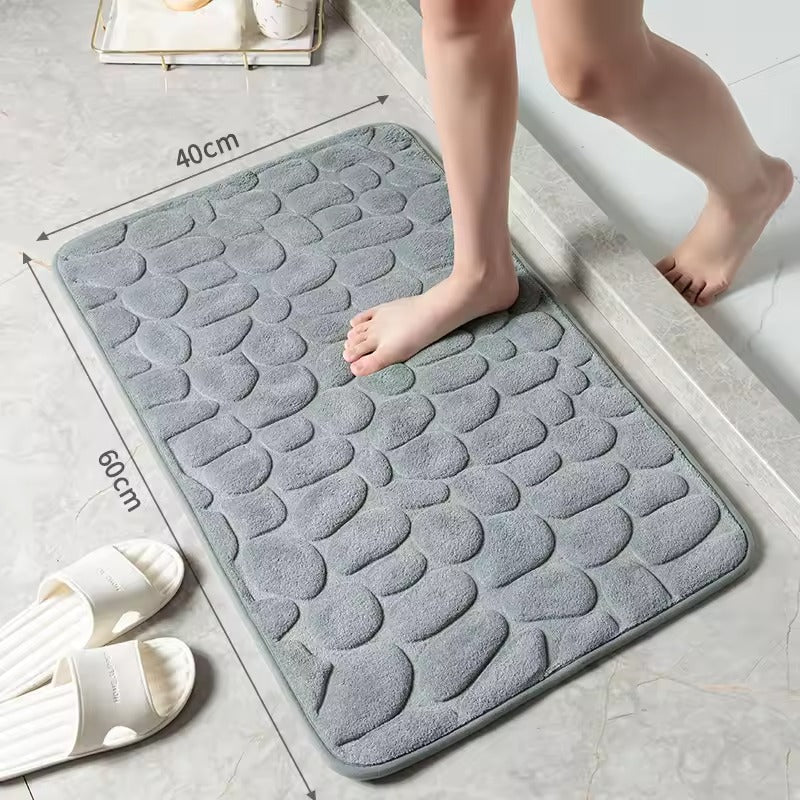 Memory Foam Bath Mat with Stone Pattern - Fast Drying
