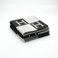Soft Throw Blanket with Modern H Pattern Black
