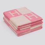 Soft Throw Blanket with Modern H Pattern Pink