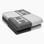 Soft Throw Blanket with Modern H Pattern Gray