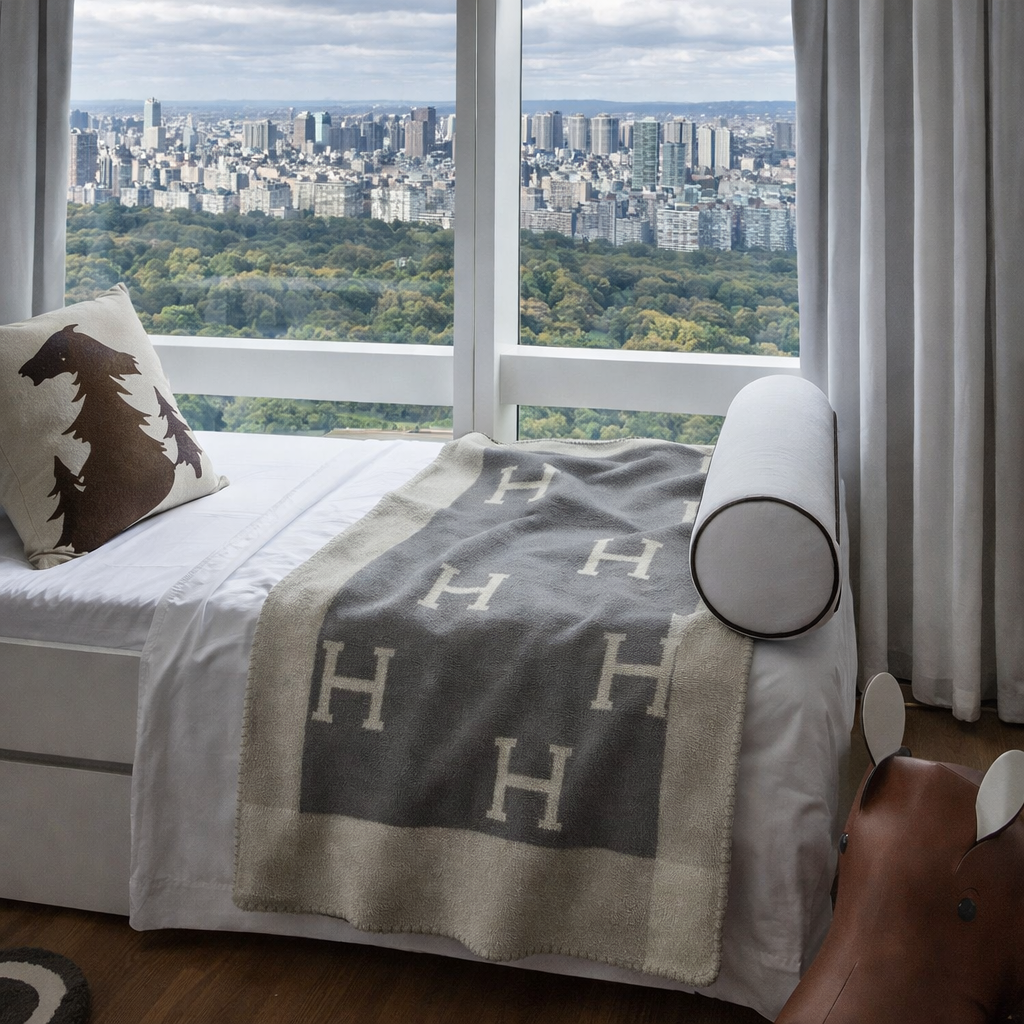 Soft Throw Blanket with Modern H Pattern