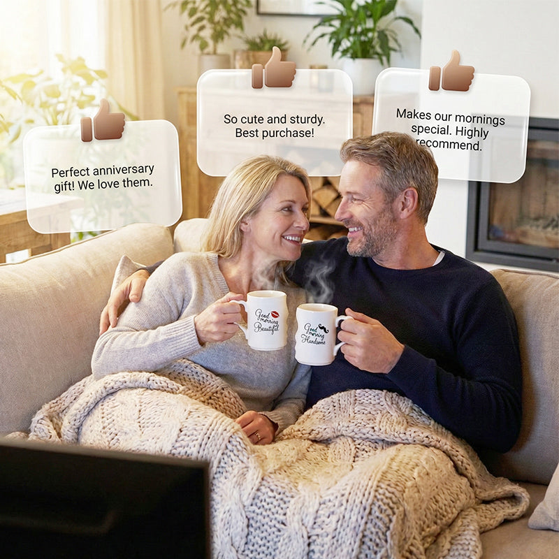 Interlocking Couple Mugs with Heart Handles