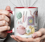 Ceramic Mug with Knitting Design